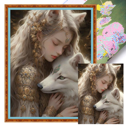 Girl And Animals - 11CT Stamped Cross Stitch 50*65CM