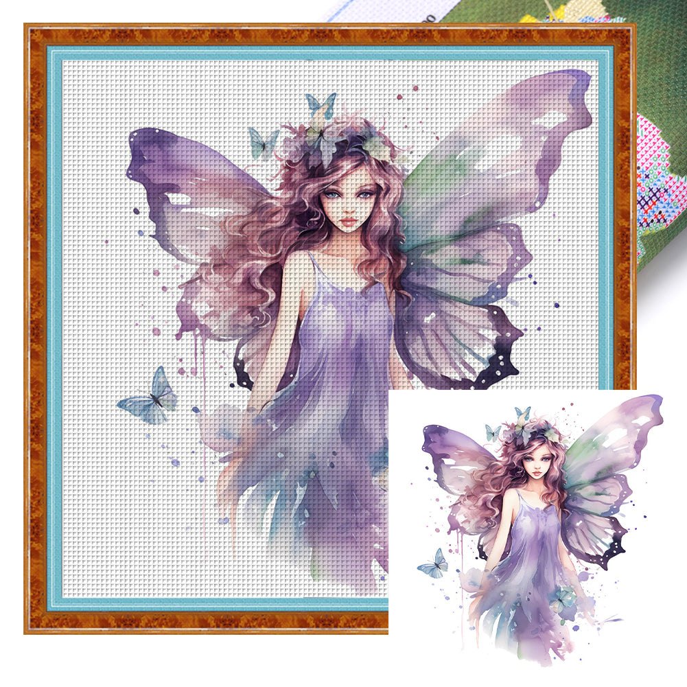 Butterfly Girl - 11CT Stamped Cross Stitch 60*60CM