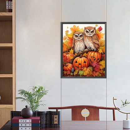 Owl On Pumpkin - Full Round Drill Diamond Painting 40*50CM