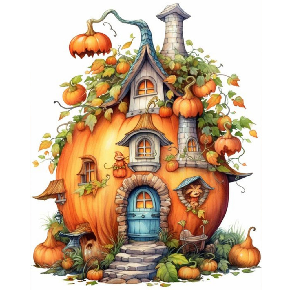 Pumpkin House - Full Round Drill Diamond Painting 40*50CM