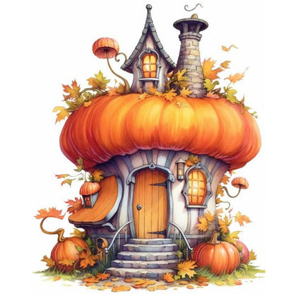 Pumpkin House - Full Round Drill Diamond Painting 40*50CM