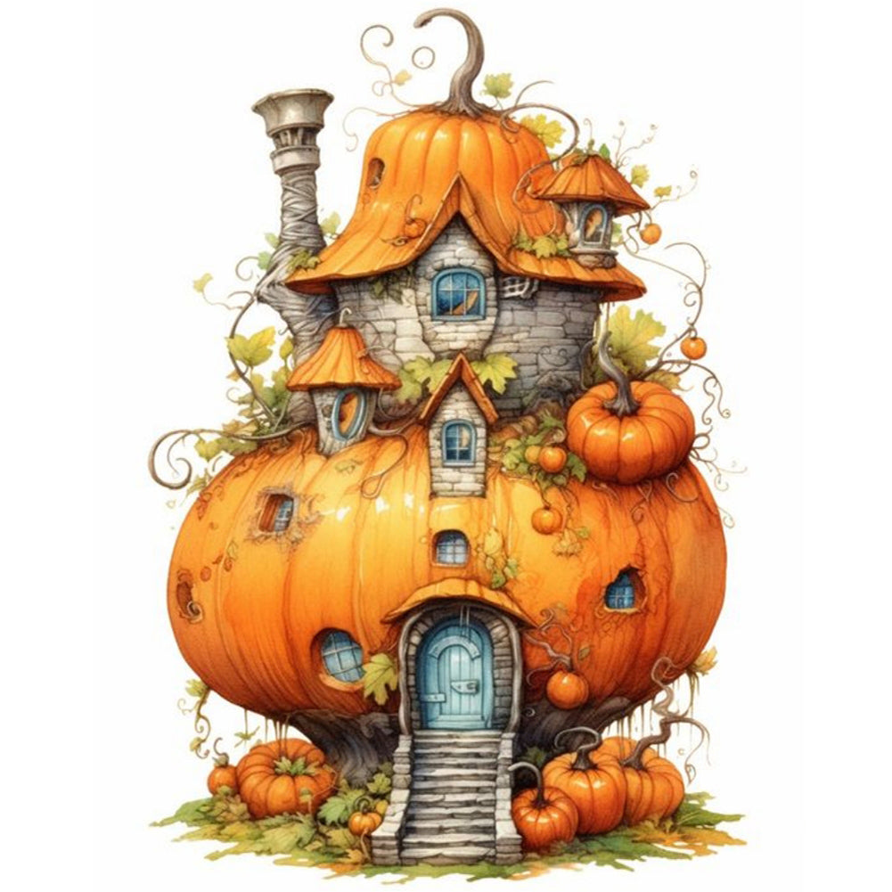 Pumpkin House - Full Round Drill Diamond Painting 40*50CM