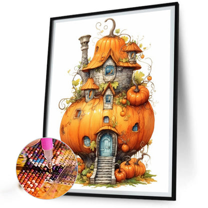 Pumpkin House - Full Round Drill Diamond Painting 40*50CM