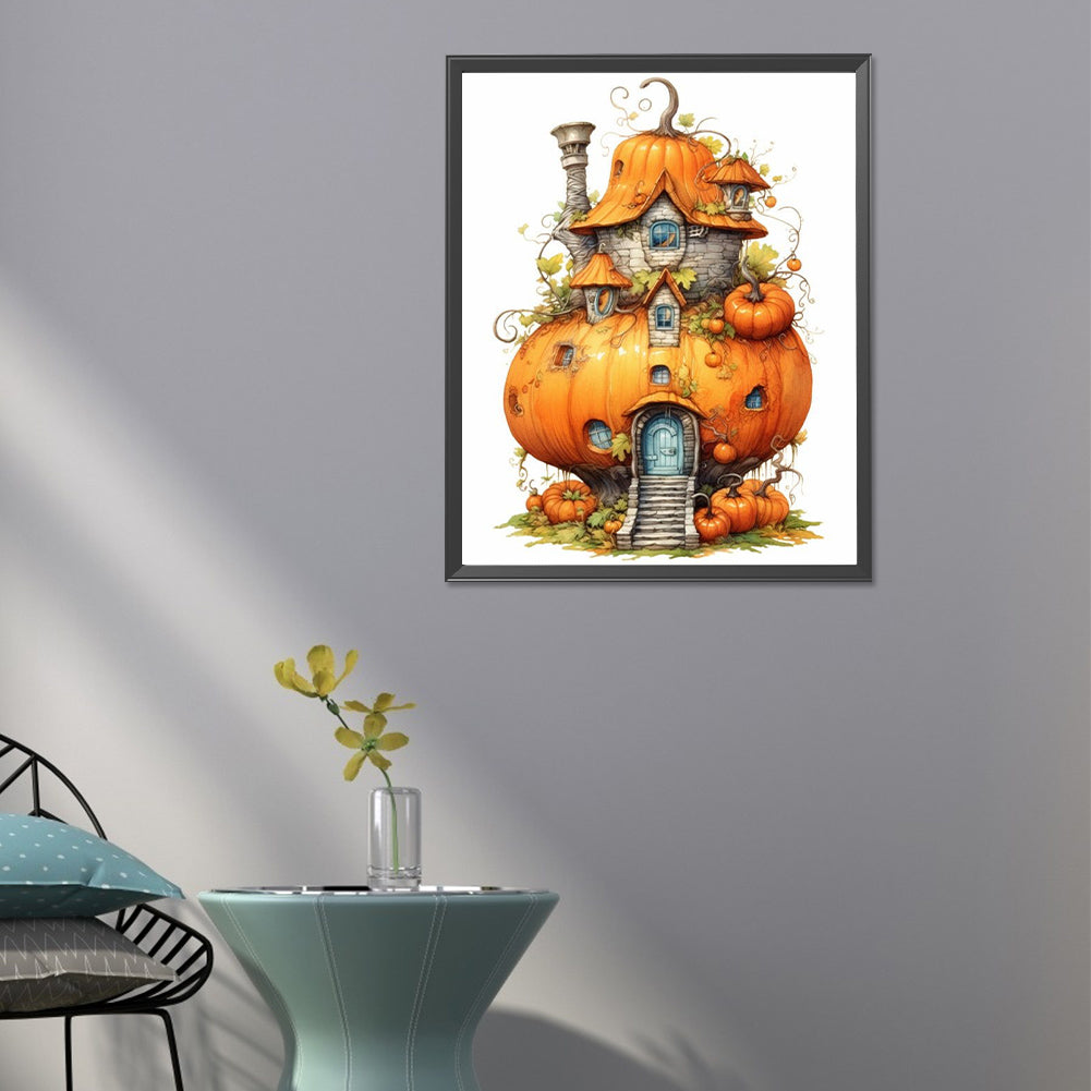 Pumpkin House - Full Round Drill Diamond Painting 40*50CM