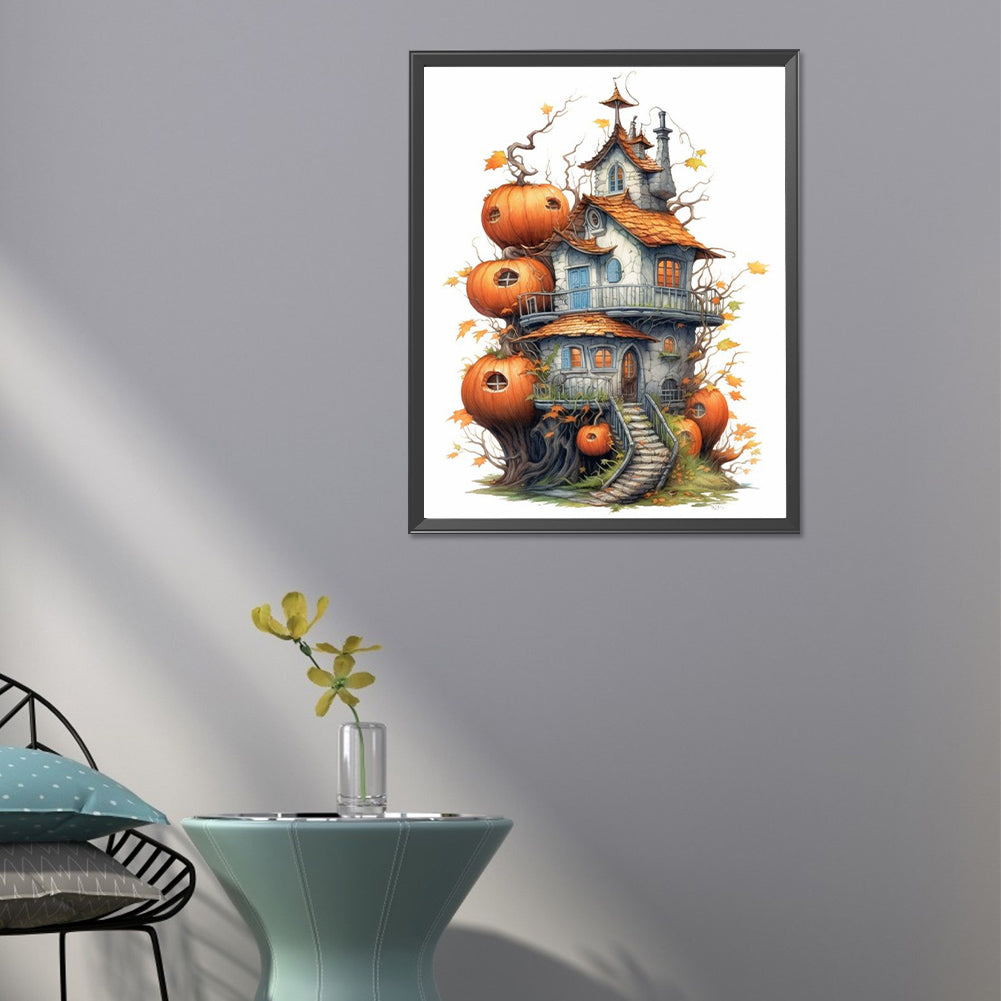 Pumpkin House - Full Round Drill Diamond Painting 40*50CM