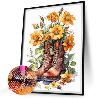 Flower Boots - Full Round Drill Diamond Painting 40*50CM