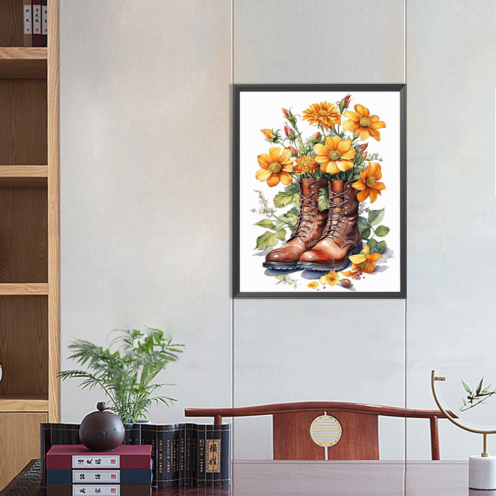 Flower Boots - Full Round Drill Diamond Painting 40*50CM