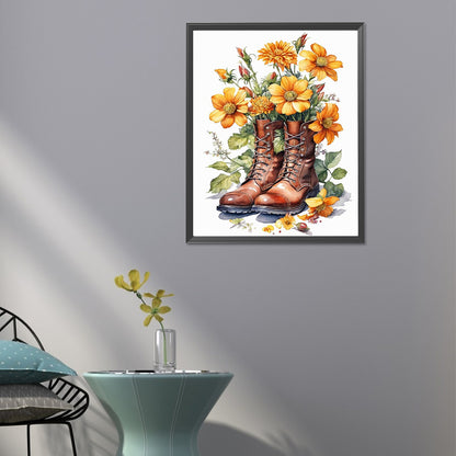 Flower Boots - Full Round Drill Diamond Painting 40*50CM