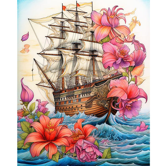 Sailboat - Full Round Drill Diamond Painting 40*50CM