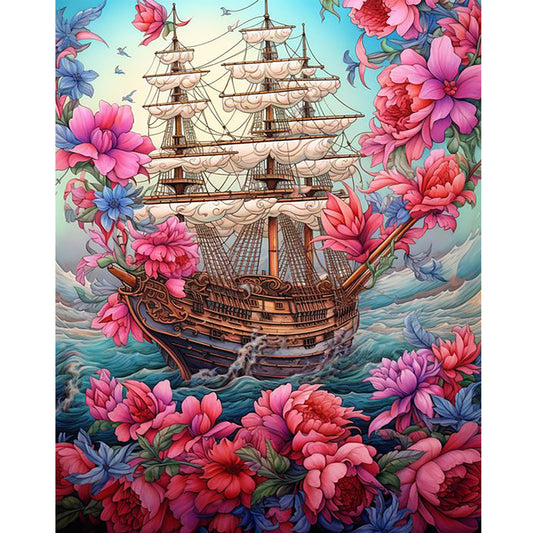 Sailboat - Full Round Drill Diamond Painting 40*50CM