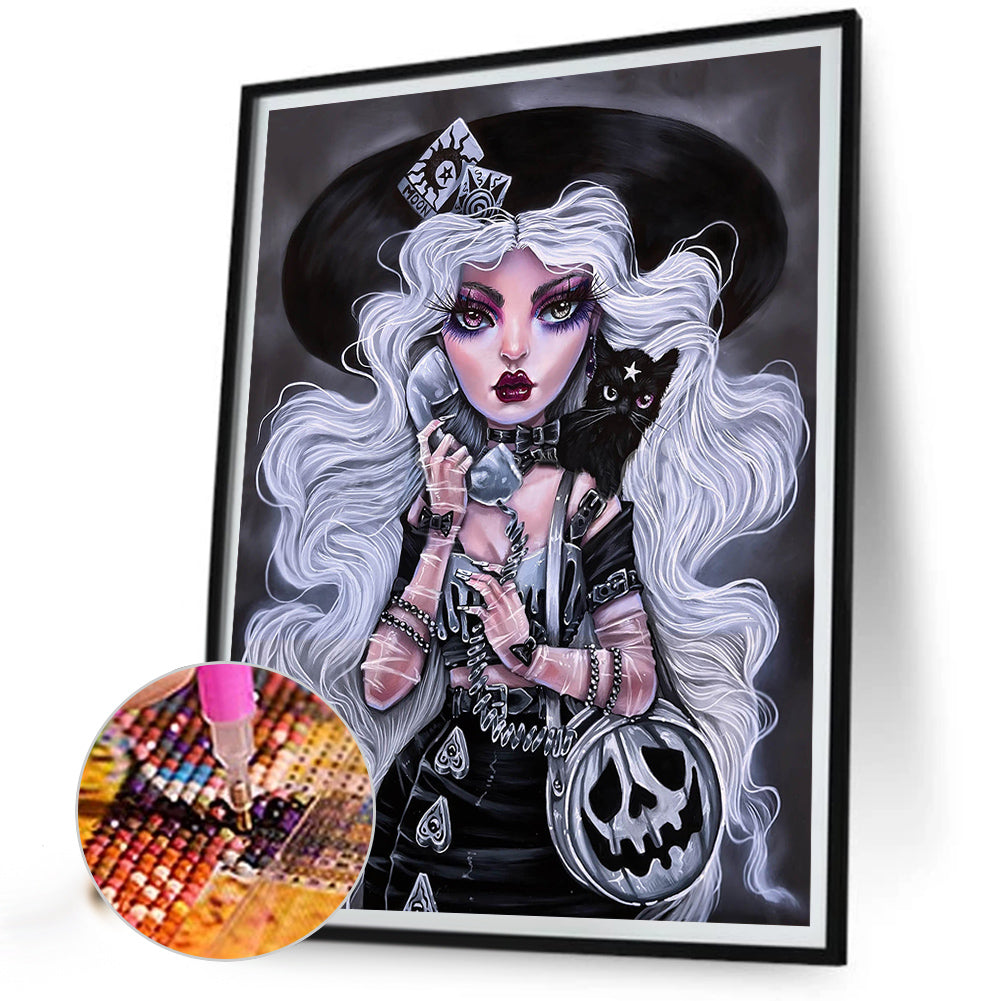 Silver Haired Girl - Full Round Drill Diamond Painting 40*50CM