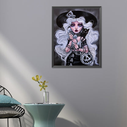 Silver Haired Girl - Full Round Drill Diamond Painting 40*50CM