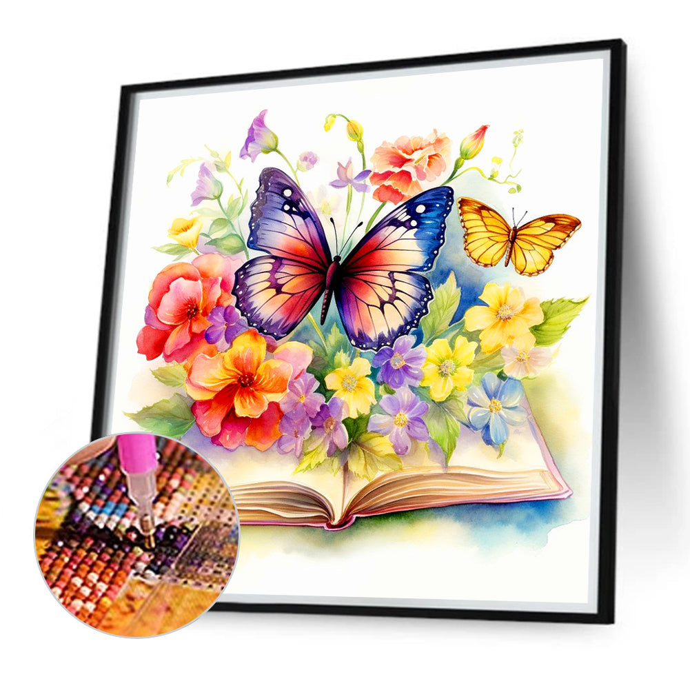 Butterfly And Book - Full Round Drill Diamond Painting 40*40CM