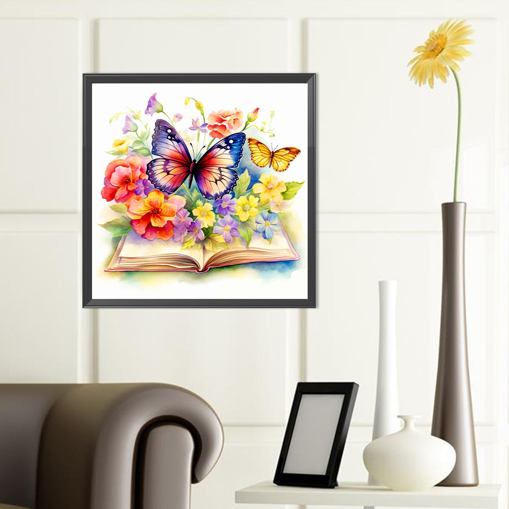 Butterfly And Book - Full Round Drill Diamond Painting 40*40CM