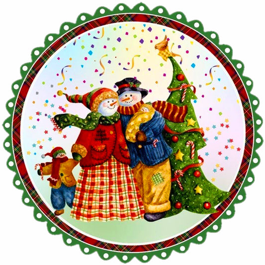 Christmas Snowman Christmas Tree - Full Round Drill Diamond Painting 40*40CM