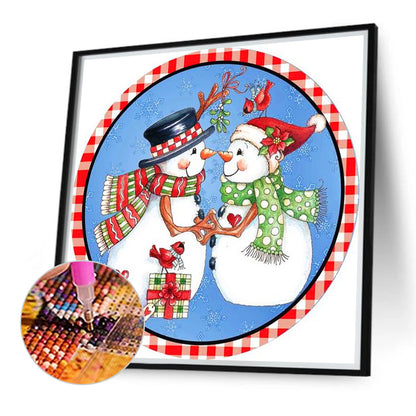 Two Christmas Snowmen - Full Round Drill Diamond Painting 40*40CM