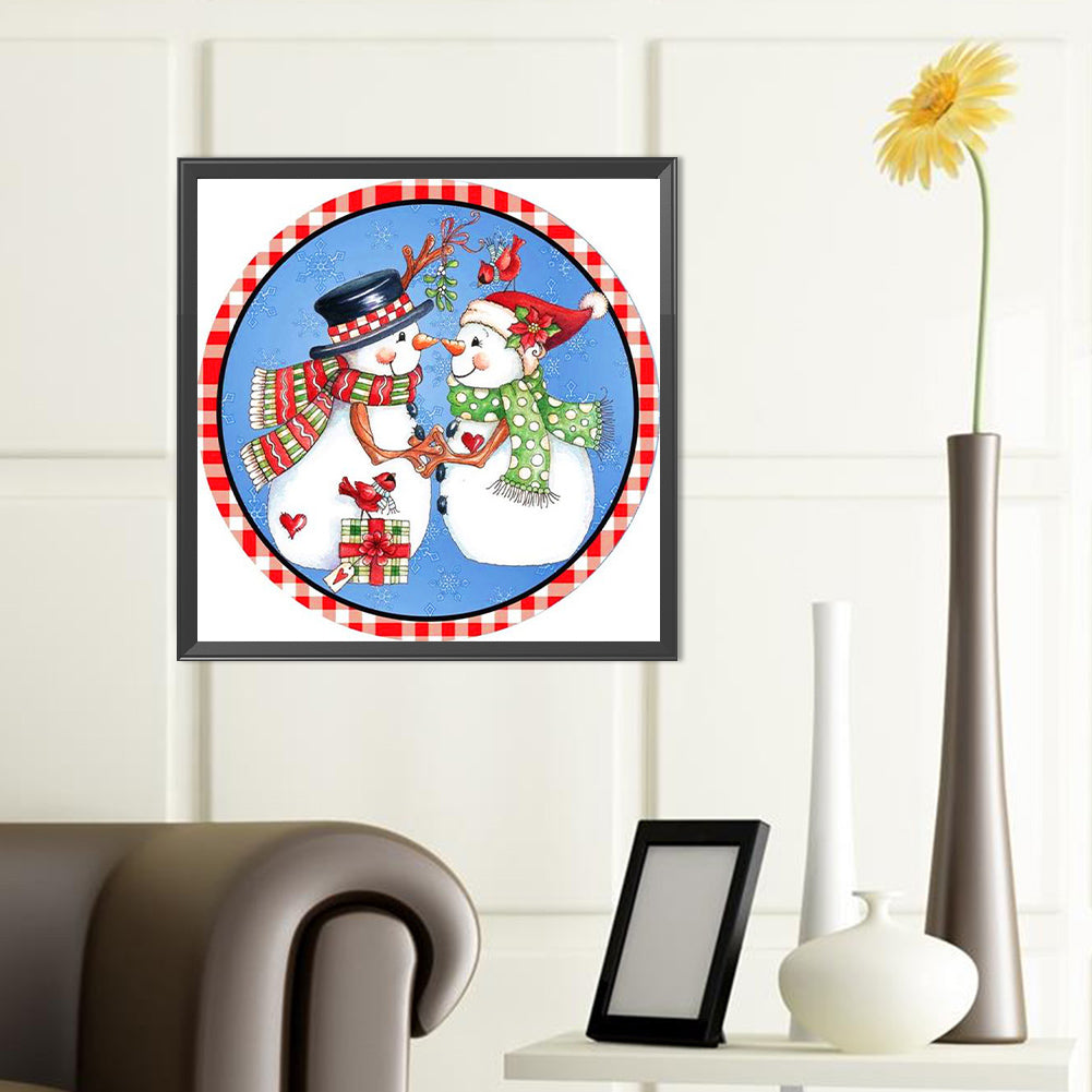 Two Christmas Snowmen - Full Round Drill Diamond Painting 40*40CM