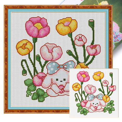 Zen Rabbit - 11CT Stamped Cross Stitch 30*30CM(Spring)