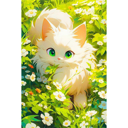 Cat In The Garden - Full Round Drill Diamond Painting 40*60CM