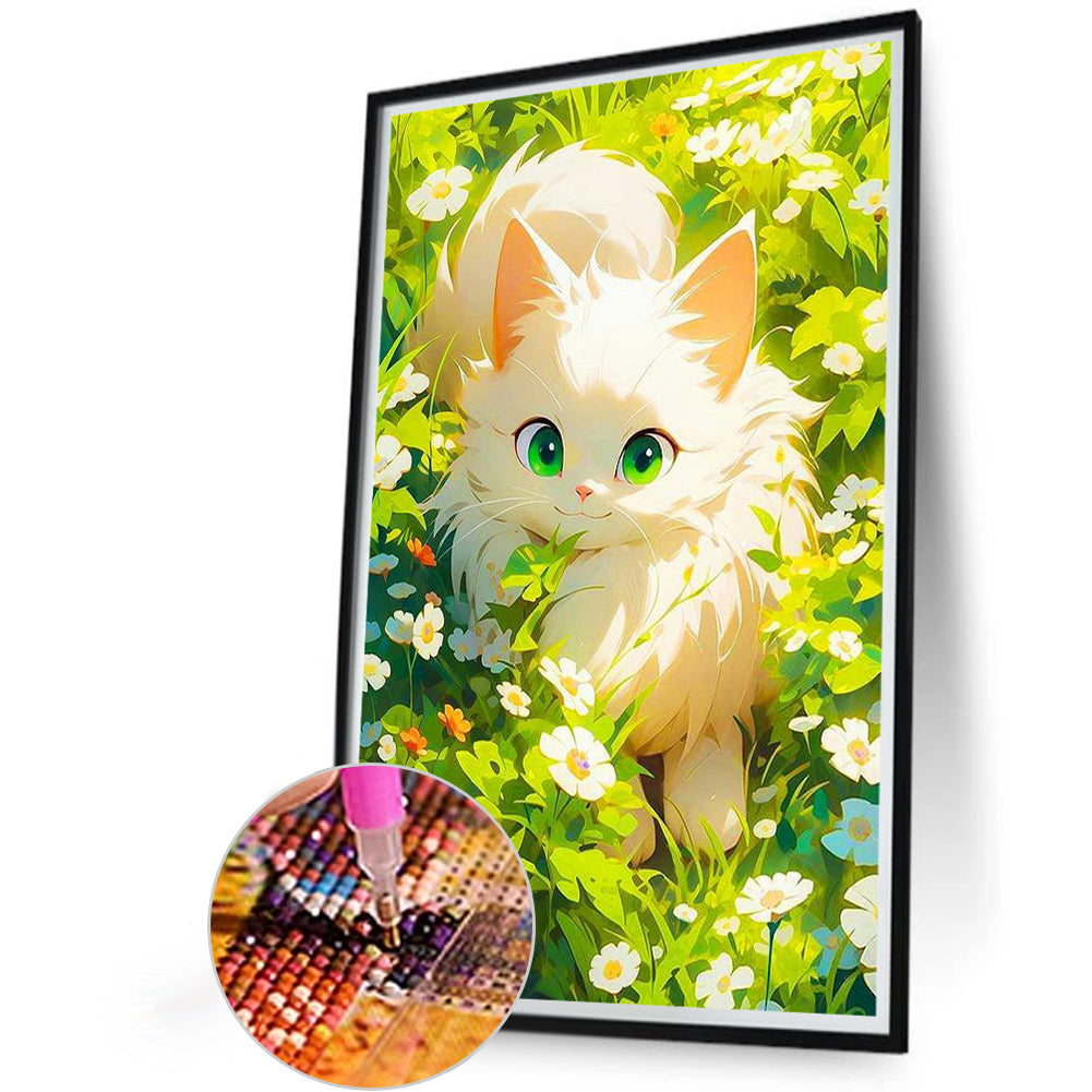 Cat In The Garden - Full Round Drill Diamond Painting 40*60CM