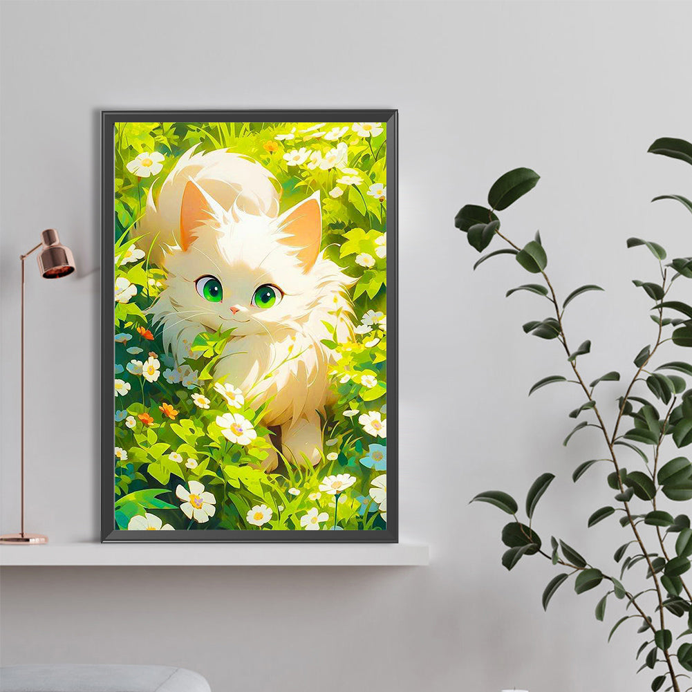 Cat In The Garden - Full Round Drill Diamond Painting 40*60CM