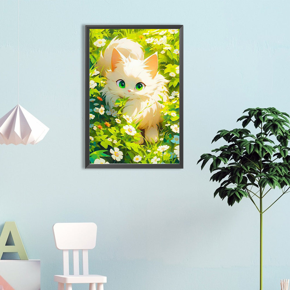 Cat In The Garden - Full Round Drill Diamond Painting 40*60CM