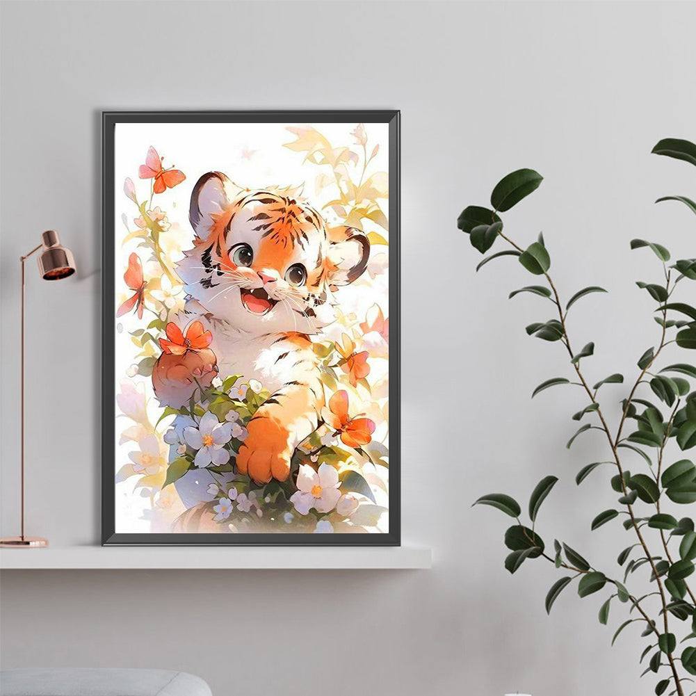 Happy Tiger - Full Round Drill Diamond Painting 40*60CM