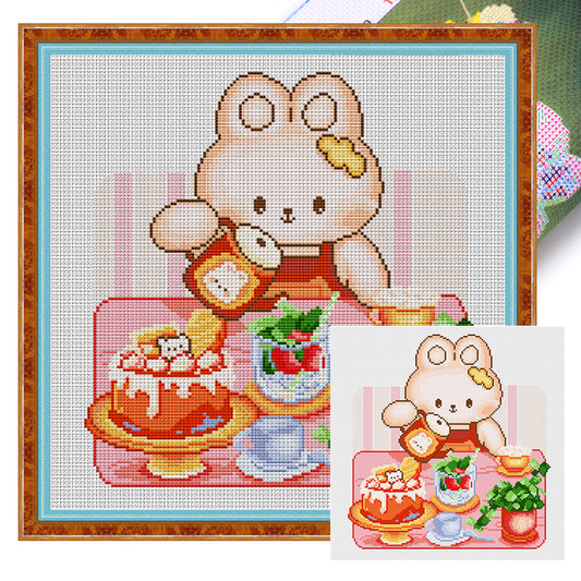 Bunny Afternoon Tea - 11CT Stamped Cross Stitch 45*45CM(Spring)