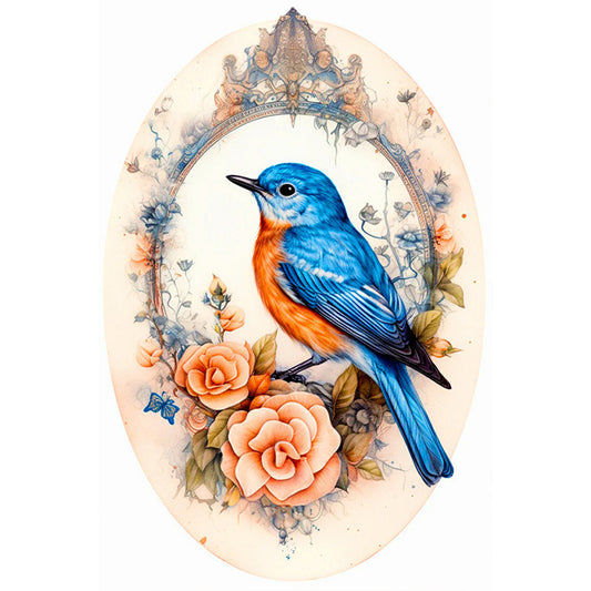 Bluebird On Flower - Full Round Drill Diamond Painting 40*60CM