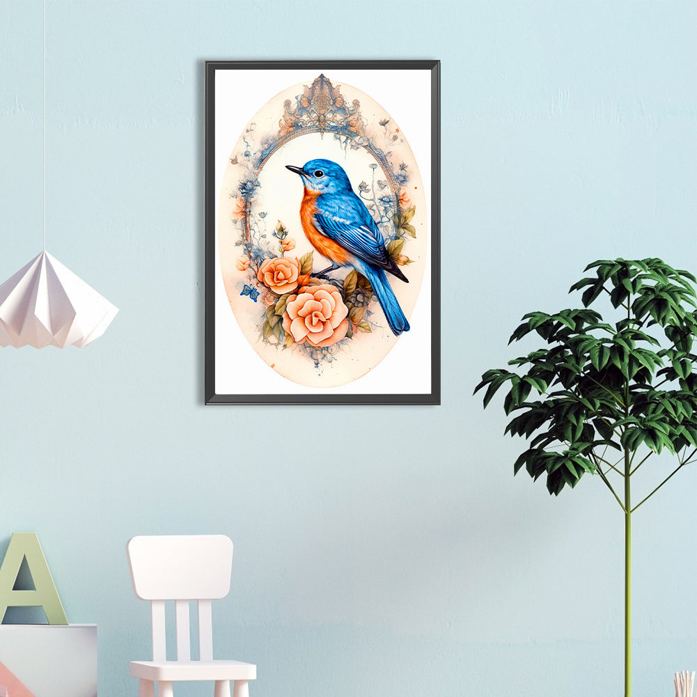 Bluebird On Flower - Full Round Drill Diamond Painting 40*60CM