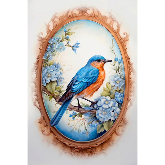 Bluebird In Front Of Painting - Full Round Drill Diamond Painting 40*60CM