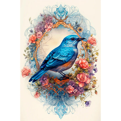 Bluebird In Flower - Full Round Drill Diamond Painting 40*60CM