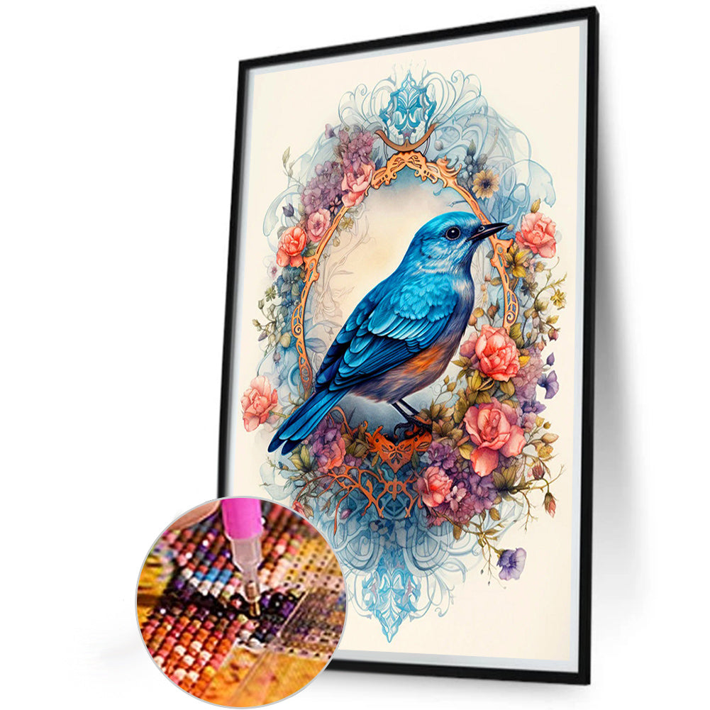 Bluebird In Flower - Full Round Drill Diamond Painting 40*60CM