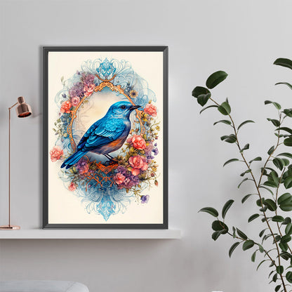 Bluebird In Flower - Full Round Drill Diamond Painting 40*60CM