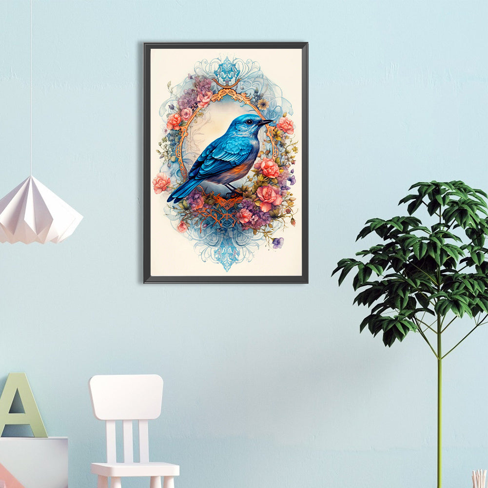 Bluebird In Flower - Full Round Drill Diamond Painting 40*60CM