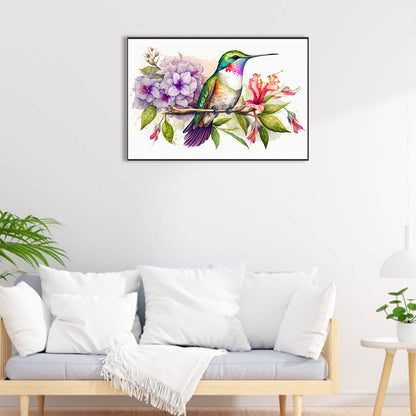 Hummingbird On Flower Branch - Full Round Drill Diamond Painting 60*40CM