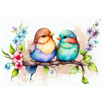 Parrot On Flower Branch - Full Round Drill Diamond Painting 60*40CM