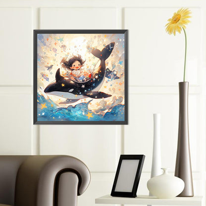 Girl On Whale - Full Round Drill Diamond Painting 40*40CM