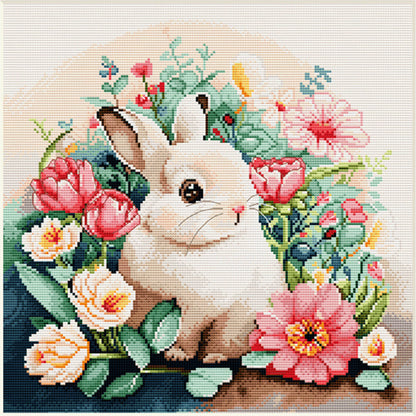 Rabbit Among Flowers - 11CT Stamped Cross Stitch 50*50CM(Spring)