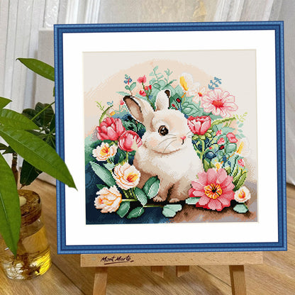 Rabbit Among Flowers - 11CT Stamped Cross Stitch 50*50CM(Spring)