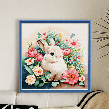 Rabbit Among Flowers - 11CT Stamped Cross Stitch 50*50CM(Spring)