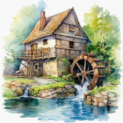 House By The River - Full Round Drill Diamond Painting 40*40CM