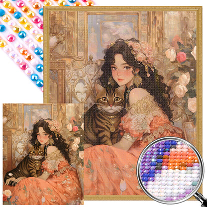 Retro Girl - Full Round AB Drill Diamond Painting 40*50CM