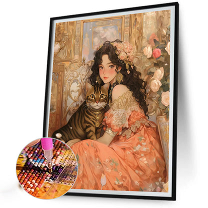 Retro Girl - Full Round AB Drill Diamond Painting 40*50CM