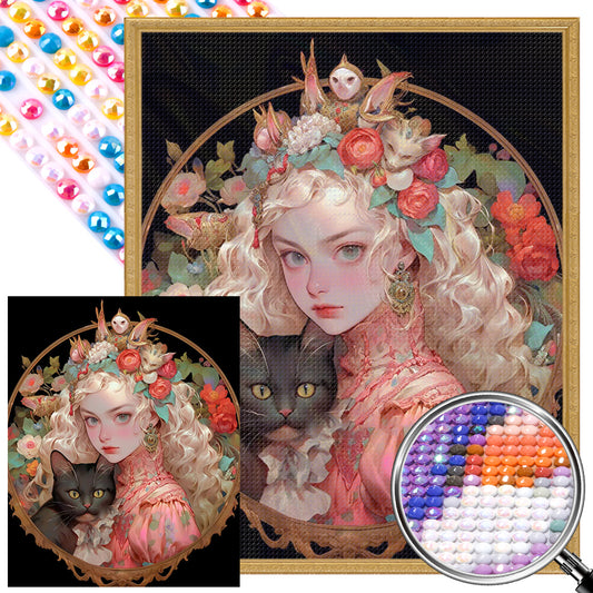 Retro Girl - Full Round AB Drill Diamond Painting 40*50CM