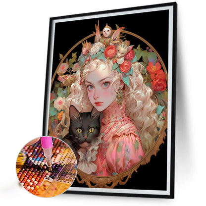 Retro Girl - Full Round AB Drill Diamond Painting 40*50CM