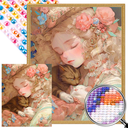 Retro Girl - Full Round AB Drill Diamond Painting 40*50CM