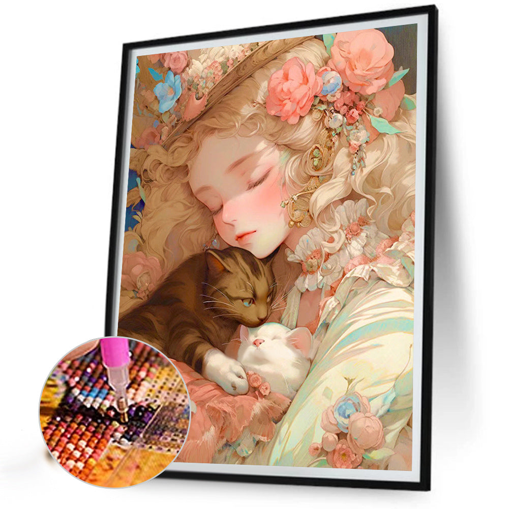 Retro Girl - Full Round AB Drill Diamond Painting 40*50CM