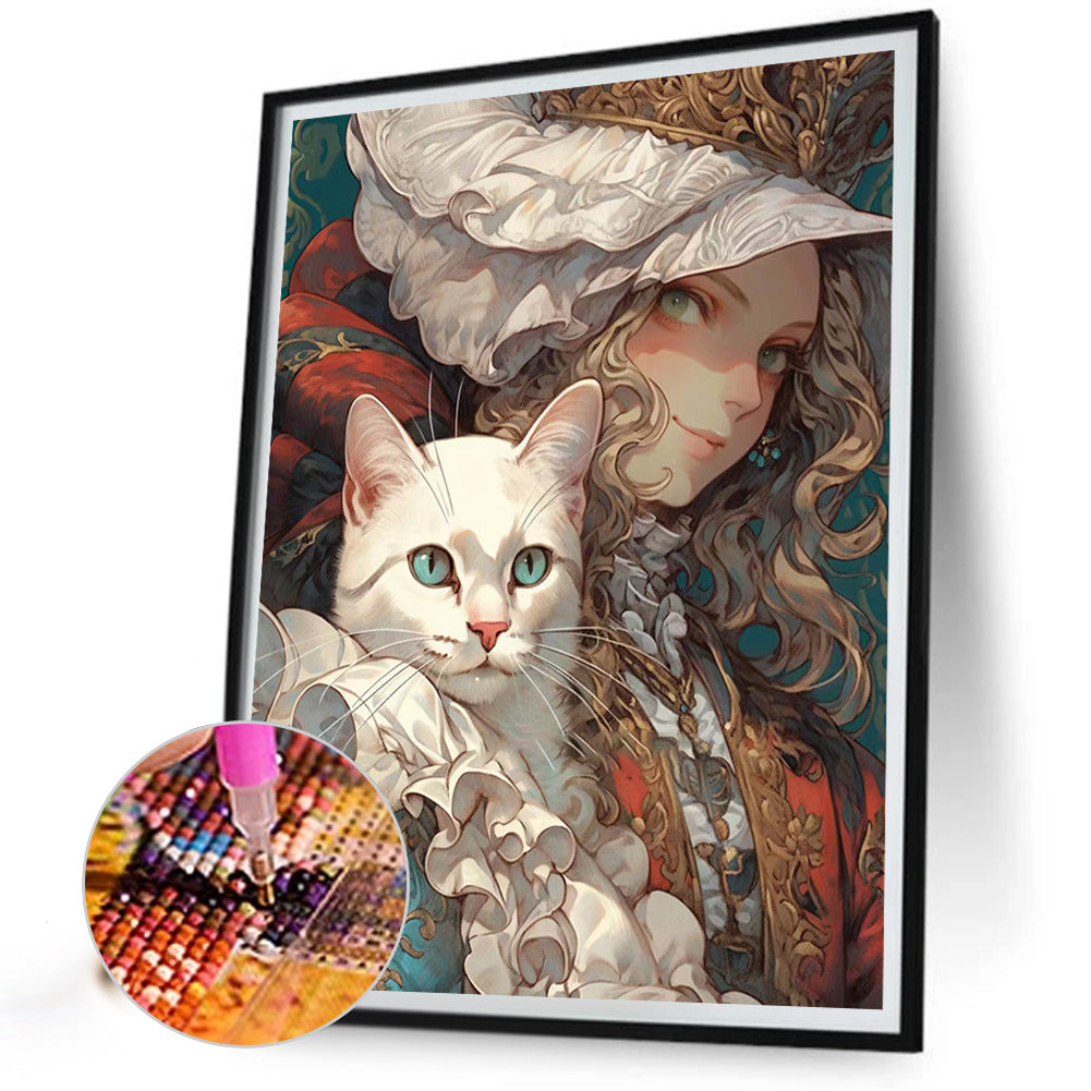 Retro Girl - Full Round AB Drill Diamond Painting 40*50CM