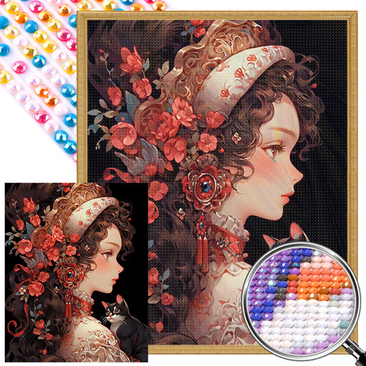 Retro Girl - Full Round AB Drill Diamond Painting 40*50CM